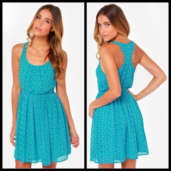 💕LULU'S💕 Branch Out Blue Print Dress - Picture 1 of 14